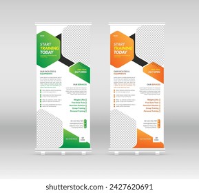 Gym fitness roll-up banner template