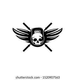 Gym and Fitness Skull Logo Template Vector