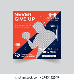 Gym Fitness social media banner Template, Unique Style, fitness social banner ad, Web template,Premium Vector, Gym social media banner 