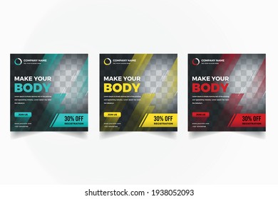 Gym Fitness Social Media Banner Design. Sports Banner Design. Exercise Social Media Post Template.