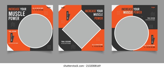 Gym and fitness social media banner template