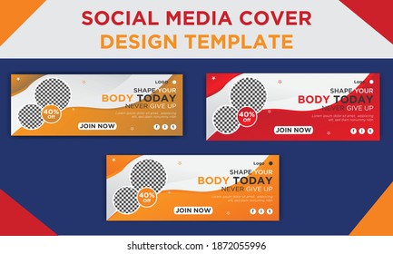 Gym Fitness Social Media Cover Template Design