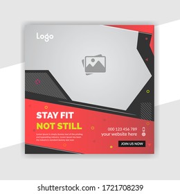 Gym Fitness Social Media Instagram Post & Web Banner Template Premium Vector