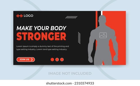 Gym or fitness social media online web ads banner and video thumbnail design template