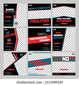 Gym Fitness Social Media Post Pack Design Template Premium Vector