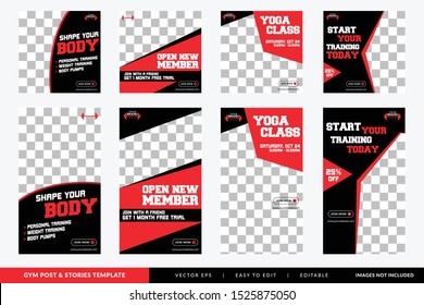 Gym Fitness social media post and stories design template Premium Vector