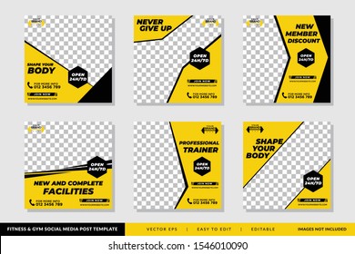 Gym Fitness social media post template Premium Vector