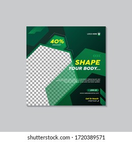 Gym Fitness Social Media Post Story Square Banner Flyer template premium vector