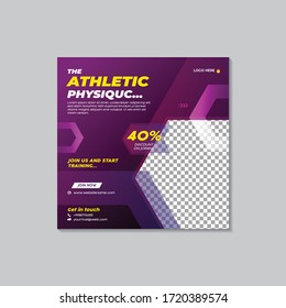 Gym Fitness Social Media Post Story Square Banner Flyer Template Premium Vector