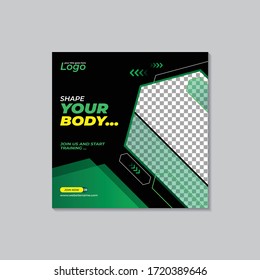 Gym Fitness Social Media Post Story Square Banner Flyer template premium vector