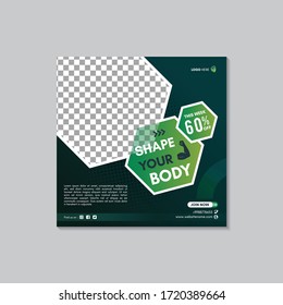 Gym Fitness Social Media Post Story Square Banner Flyer template premium vector