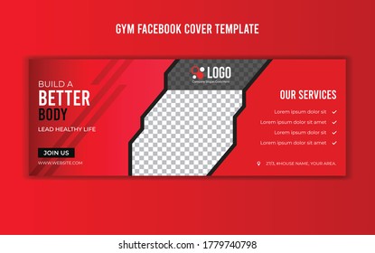 Gym, fitness, social media post, banner, Facebook cover template