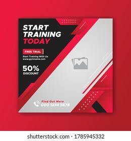 Gym fitness social media post and web banner template Premium Vector