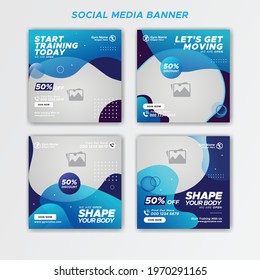 Gym fitness social media post and web banner template Premium Vector