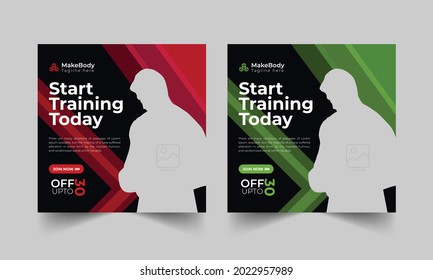 Gym Fitness social media post stories banner template design