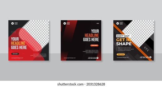 Gym and fitness social media post banner template	