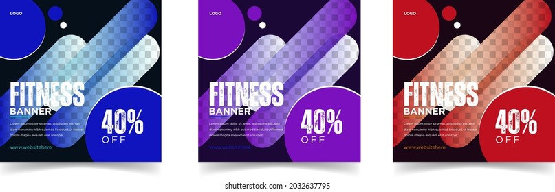 Gym, fitness social media post template design. Vector layout design template for sports events. Gym Fitness social media post design template Premium Vector. _JM

