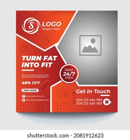 Gym fitness social media post template free vetor