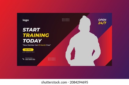 Gym or Fitness Social Media Post, Gym video thumbnail