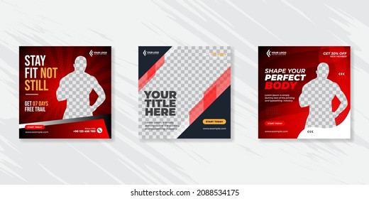 Gym and fitness social media post banner template