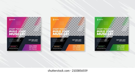 Gym and fitness social media post banner template