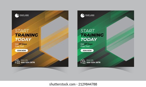 Gym Fitness Social Media Post And Web Banner Template, Make A Body Start Training Today Fitness Banner