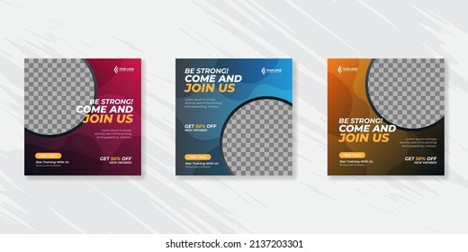 Gym and fitness social media post banner template