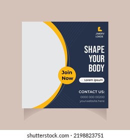 Gym Fitness social media post design template Premium Vector