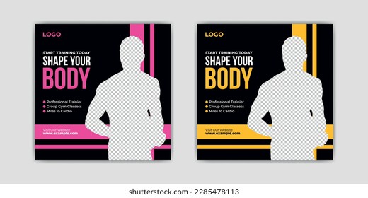 Gym and fitness social media post banner template