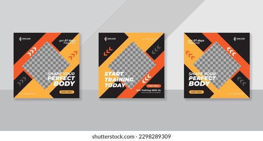 Gym and fitness social media post banner template