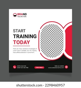 Gym fitness social media post or web banner template 