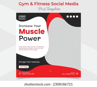 gym fitness social media post and square flyer post banner template design