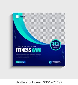 Gym fitness social media post and web banner template