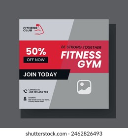 Gym and fitness social media post template design collection.