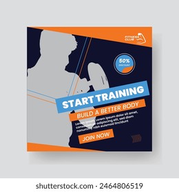 Gym and Fitness Social Media Post Template Design.