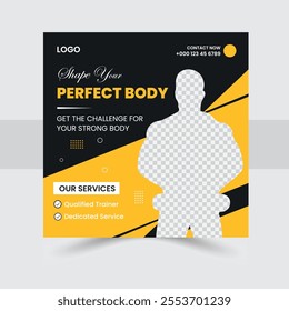 Gym fitness social media post banner template design