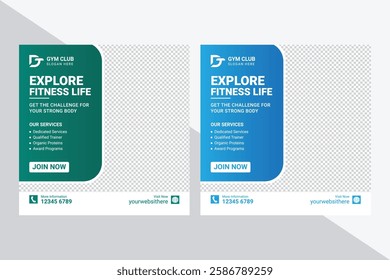 Gym and fitness social media post design template