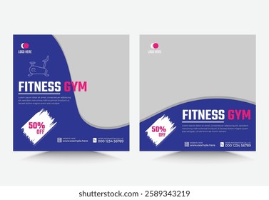 Gym fitness social media post template, Sport Gym and Fitness Promotion Post and Story Social Media Template