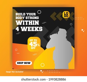 Gym Fitness Social Media Promotional Vector Banner Template