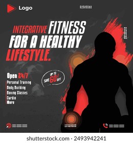 Gym and fitness social media sale banner or instagram post promotion template | Fitness gym social media instagram post and web banner template | Gym and fitness social media banner template