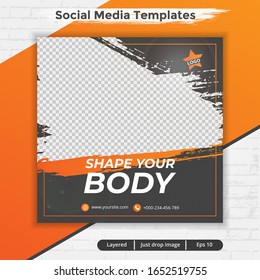 gym and fitness social media web banners, abstract template post for ads