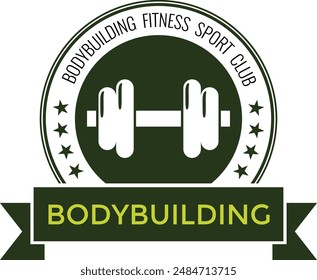 Fitness Fitness Fitness Sport Embleme und Logos Vektorgrafik Set mit Langhanteln Hanteln Kettlebells und Muscle Body Man Silhouetten und Händen, Athletik Workout Sport Club, Active Lifestyle.