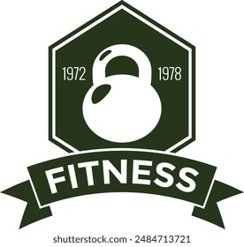 Fitness Fitness Fitness Sport Embleme und Logos Vektorgrafik Set mit Langhanteln Hanteln Kettlebells und Muscle Body Man Silhouetten und Händen, Athletik Workout Sport Club, Active Lifestyle.