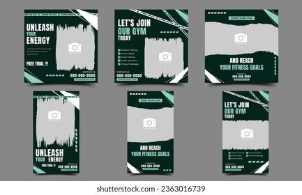 Gym, fitness, and sports social media post and story template. Modern vector design isolated