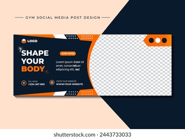Gym, fitness, and sports social media post template design. Usable for social media, banner, and website.