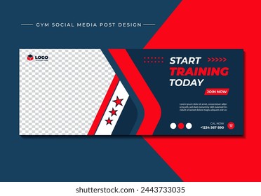 Gym, fitness, and sports social media post template design. Usable for social media, banner, and website.