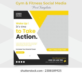 gym and fitness square flyer post banner and social media post template design