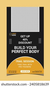 Gym and fitness story design template, story design