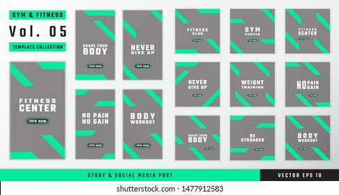 Gym Fitness Story And Social Media Post Template Collection