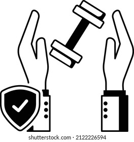 Gym And Fitness Studio Coverage Policy Stock Illustration, Public Liability Insurance Concept, Health Insurance Vector Icon Design, Financial Loss Protection Symbol, Risk Management Sign,  